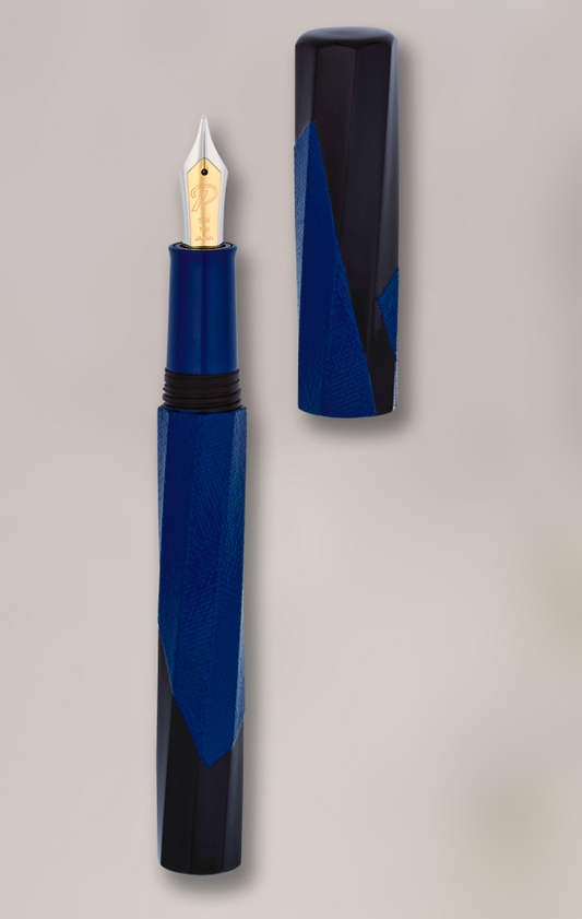 Palisades Oblique - Wajima Cloth Fountain Pen - Admiral Blue