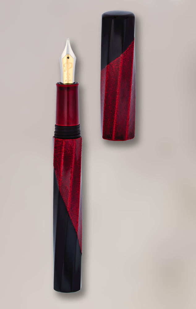 Palisades Oblique - Wajima Cloth Fountain Pen - Crimson Red